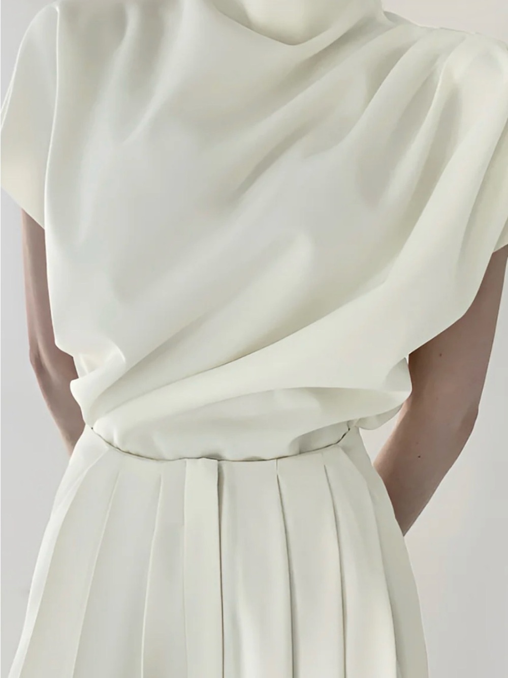 Commense Cream High-Neck Draped Sleeveless Top - Picture 4 of 4